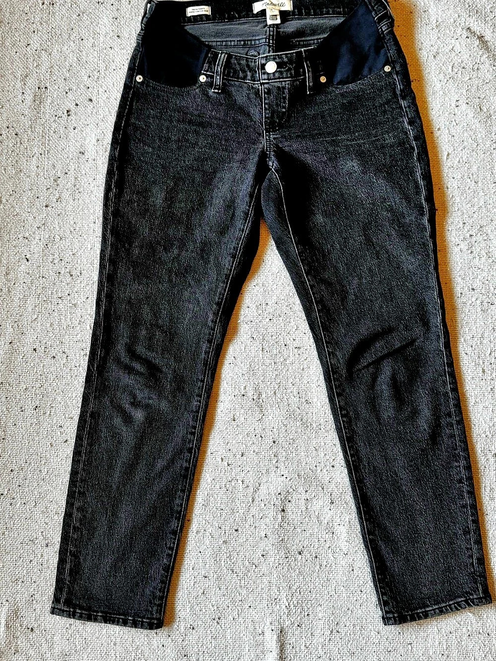 Madewell Maternity 27 Perfect Vintage Jeans Lunar Wash Black Side Panel NA961